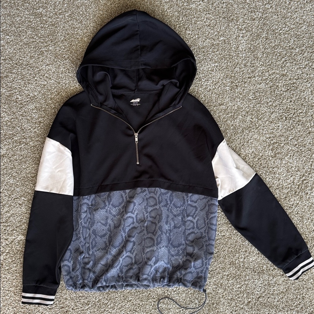 Avia Black gray leopard Activewear pullover jacket